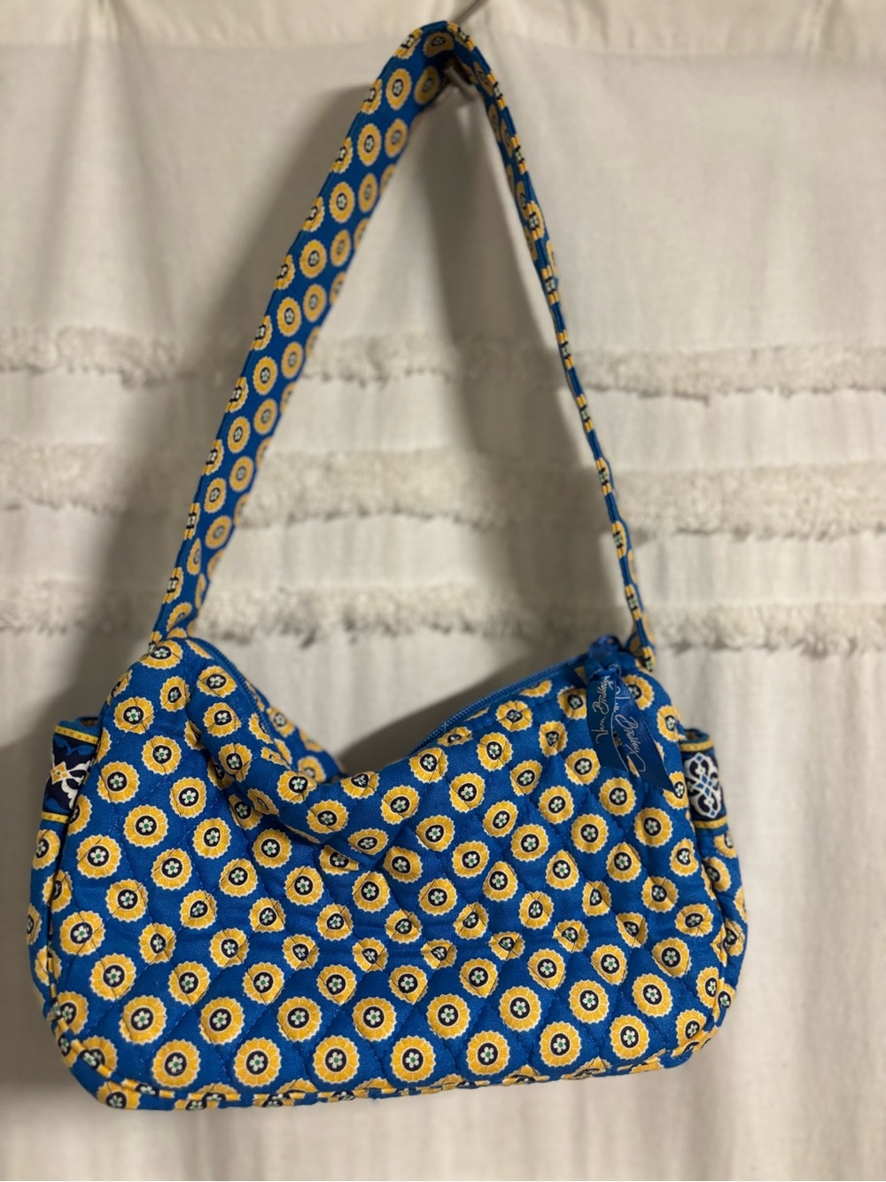 Vintage Vera Bradley Retired Blue & Yellow Print Shoulder Bag